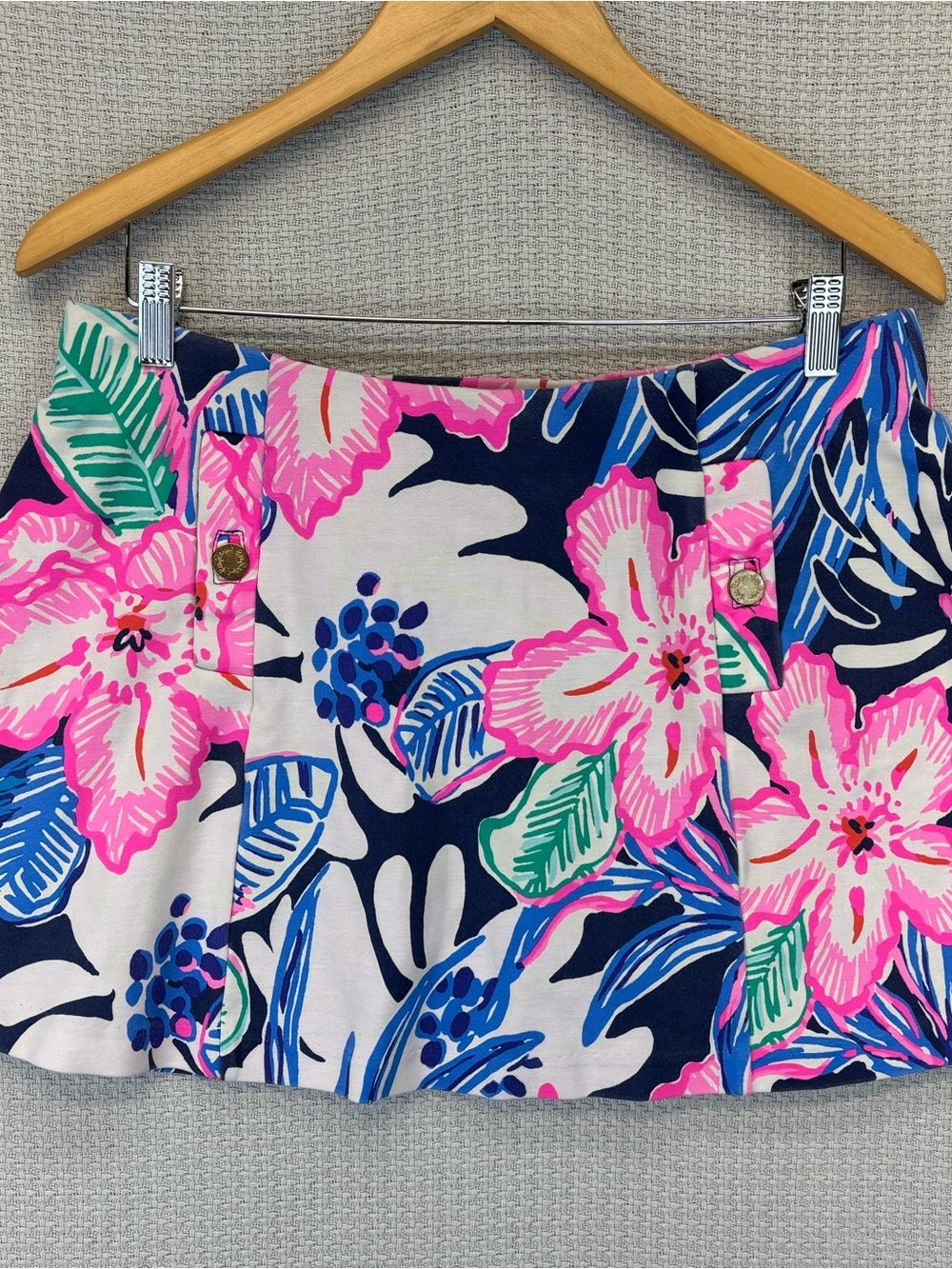 Lilly Pulitzer Madison Skort Skirt Pink Blue Women’s L Stretch Tropical Beach
